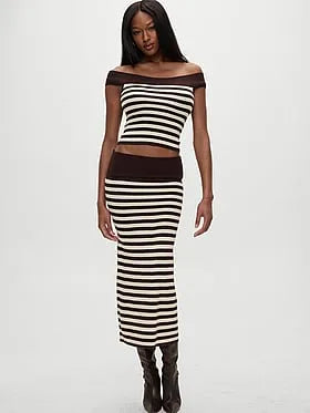 Tucker Knit Midi Skirt