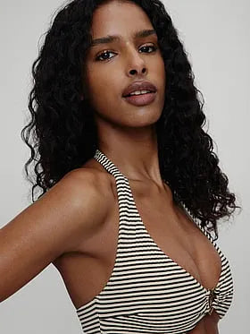 Beau Striped Rib Bikini Top