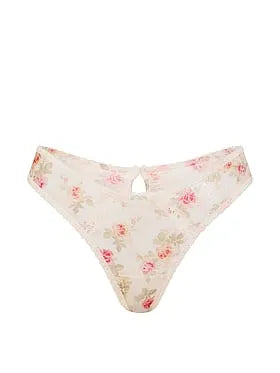 Sheer Shimmer Lace-Trim Brazilian Panty