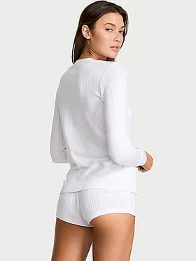 Cozy Pointelle Henley Short Pajama Set