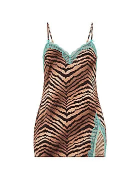 Tease Satin Lace-Trim Mini Slip Dress