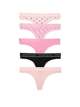 5-Pack Logo Cotton Thong Panties