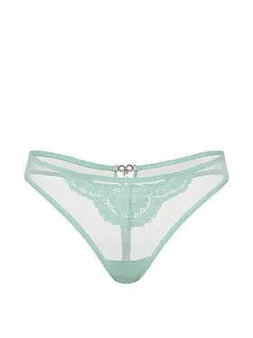 Mesh Lace-Trim Twinkle Bow Thong Panty