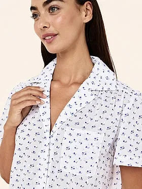 Swiss Dot Short-Sleeve Crop Pajama Set