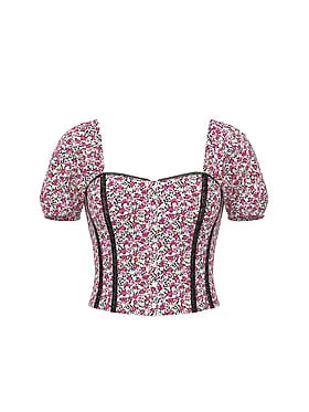 Puï¬-Sleeve Corset Top