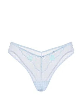 Gingham Embroidery Mesh Brazilian Panty
