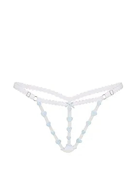 Tease Strappy Heart Embroidery Peekaboo V-String Panty