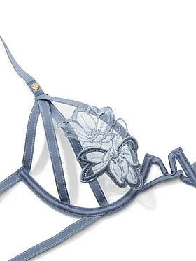 Denim Embroidery Peekaboo Bra