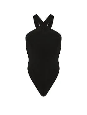 Knit Halter Open-Back Bodysuit