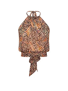Beachwear Sheer Crinkle Halter Top