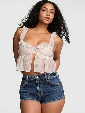 Denim by PINK Mid-Rise Cheeky Shortie