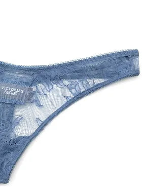 Rose Lace Denim Patch Thong Panty