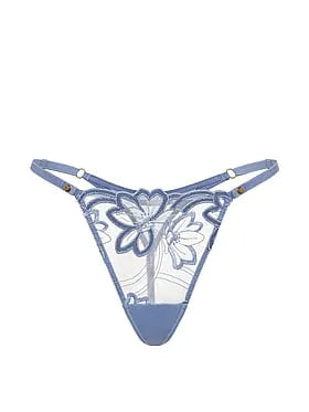 Denim Embroidery Adjustable V-String Panty