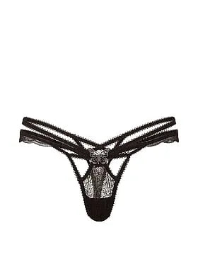 Rose Lace Butterfly Hardware Thong Panty