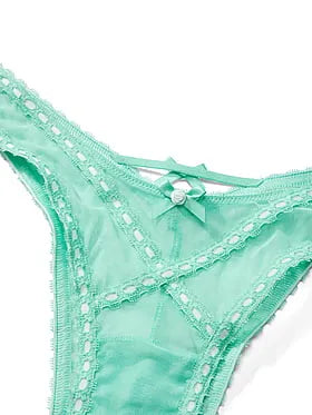 Ribbon Slot Mesh Brazilian Panty