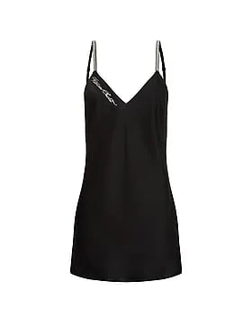Shine Script Satin Mini Slip Dress