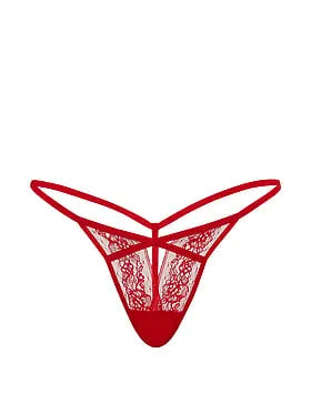 Rose Lace Strappy Cut-Out V-String Panty