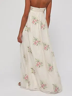 Fiona Strapless Embroidered Maxi Dress