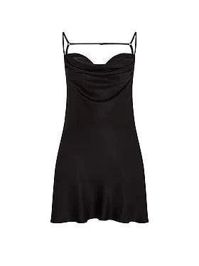 Satin Draped Low-Back Mini Slip
