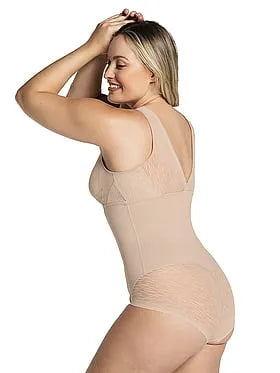 Sheer Stripe Detail Sculpting Bodysuit