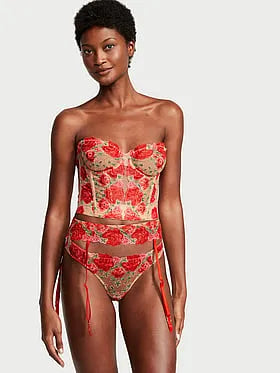 Floral Embroidery Garter Belt