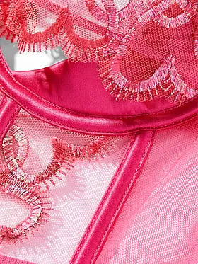 Wicked Shimmer Heart Embroidery Peekaboo Corset Top