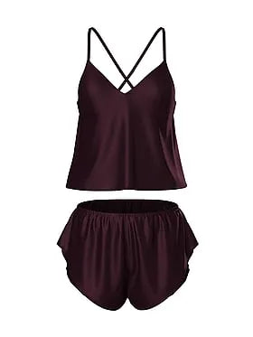 Satin Open-Back Cami & Shorts Set