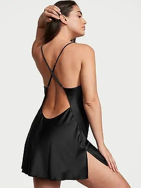 Satin Open-Back Slip Dress