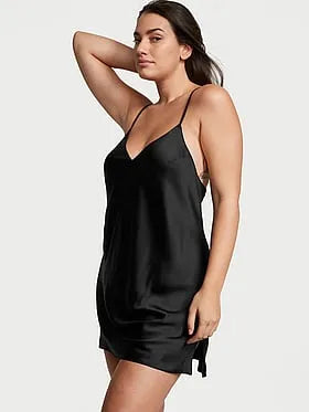 Satin Open-Back Slip Dress