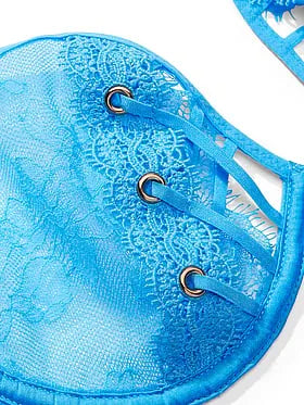 Unlined Rose Lace & Grommet Low-Cut Demi Bra