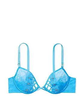 Unlined Rose Lace & Grommet Low-Cut Demi Bra