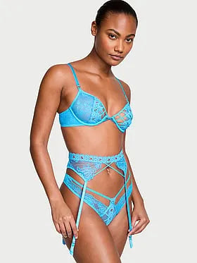 Unlined Rose Lace & Grommet Low-Cut Demi Bra