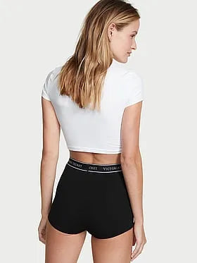 Logo Cotton High-Waist Boyshort Panty