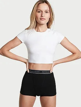 Logo Cotton High-Waist Boyshort Panty