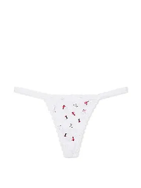 Lace-Trim Cotton V-String Panty