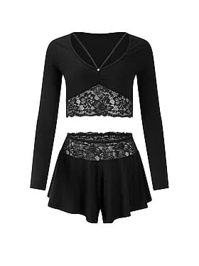 Madelynne Long Sleeve Top + Short Sleep Set