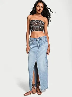 Ziggy Glam Embroidery Unlined Strapless Corset Top
