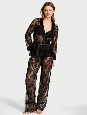 Rose Lace Long Pajama Set