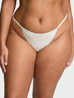 Lace-Waist Heather Rib V-String Panty