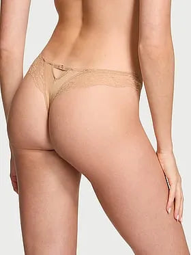 Rose Lace-Trim High-Leg Thong Panty