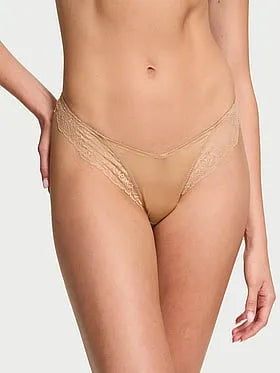 Rose Lace-Trim High-Leg Thong Panty