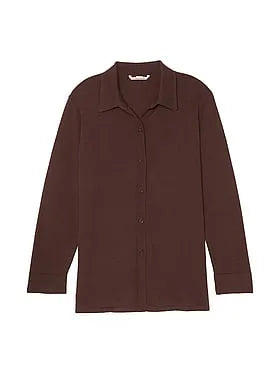 Luxe CrÃ¨me Knit Button-Up Shirt
