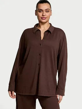 Luxe CrÃ¨me Knit Button-Up Shirt