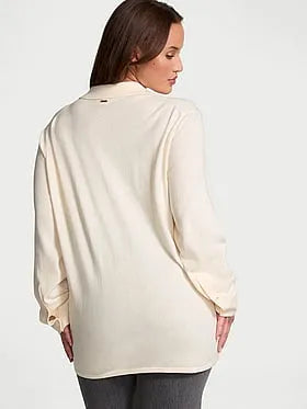 Luxe CrÃ¨me Knit Button-Up Shirt