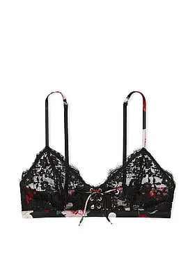 ATELIER Victoria's Secret Satin Lace Trim Lightly Lined Triangle Bra