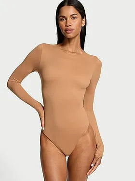 Bodywear by Victoria with FeatherSoftâ¢ Innovation Long-Sleeve Bodysuit