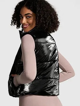 High Shine Marshmallow Puffer Vest by PINK