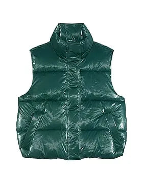 High Shine Marshmallow Puffer Vest by PINK