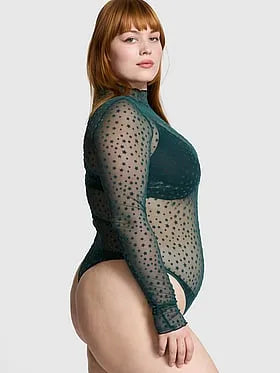 PINK Winkâ¢ Starchaser Mesh Long-Sleeve Bodysuit