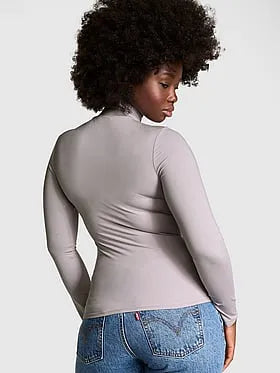 PINK Base Stretchâ¢ Mock-Neck Long-Sleeve Top